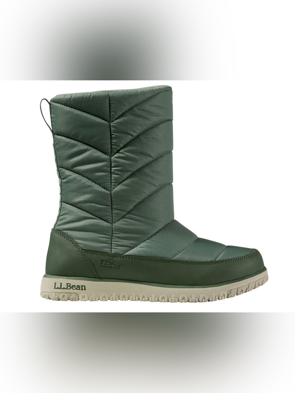 LL BEAN WOMEN'S NYLON QUILTED ULTRALIGHT GREEN WINTER BOOTS SIZE 9